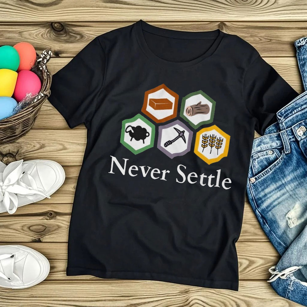 Maglietta Never Settle Catan V - Board Game Catan recensione e prezzo